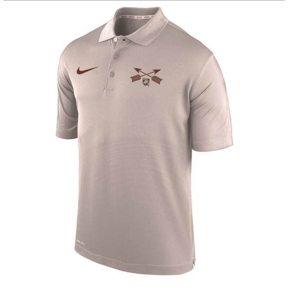 Army Black Knights Nike Rivalry Varsity Performance Polo Mens MEDIUM Tan Brown - Picture 1 of 3